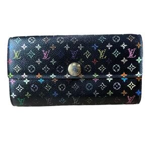 948. Louis Vuitton Black Murakami Sarah Wallet